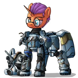 Size: 2700x2700 | Tagged: safe, alternate version, artist:uteuk, derpibooru import, oc, unofficial characters only, pony, armor, glasses, image, png, power armor