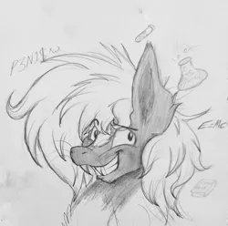 Size: 1925x1909 | Tagged: safe, artist:reekosukanku, derpibooru import, oc, oc:reeko, earth pony, pony, skunk, skunk pony, big ears, black and white, bust, fangs, grayscale, image, jpeg, looking at you, messy mane, monochrome, pencil drawing, photo, simple background, sketch, sketch dump, smiling, smiling at you, solo, traditional art, wide smile