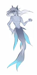 Size: 807x1600 | Tagged: safe, artist:obscured, derpibooru import, oc, anthro, shark, image, jpeg, long hair, male, male nipples, nipples, nudity, simple background, sketch, solo, white background