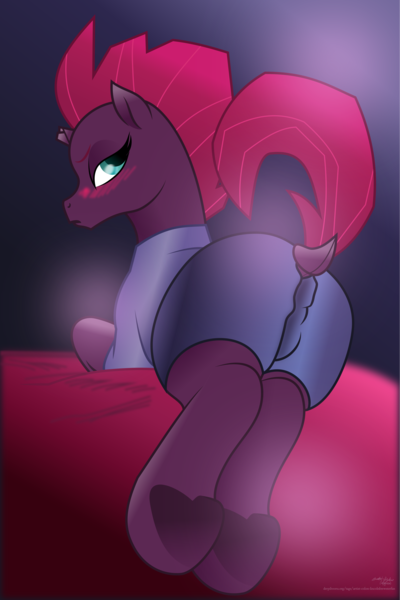 Size: 2561x3840 | Tagged: questionable, artist:lincolnbrewsterfan, artist:public mistake, derpibooru import, tempest shadow, pony, unicorn, .svg available, anus cameltoe, beautiful, bed, blush lines, blushing, blushing profusely, broken horn, butt, clothes, colored lineart, colored sketch, cyan eyes, dock, female, glow, gradient background, hanging out, hoof heart, horn, image, inkscape, lidded eyes, looking at you, looking back, looking back at you, lounging, lying down, mane, mare, monochrome, plot, png, pose, presenting, prone, pussy peek, raised tail, rear view, simple background, sketch, solo, solo female, spiky hair, spiky mane, tail, tail hole, teal eyes, tempass, tight clothing, turquoise eyes, underhoof, upside-down hoof heart, vector