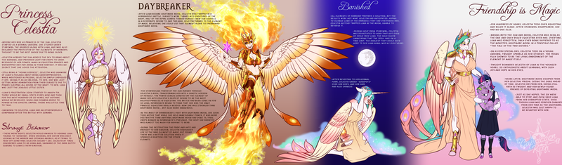 Size: 4503x1321 | Tagged: safe, artist:blackblood-queen, derpibooru import, daybreaker, princess celestia, spike, twilight sparkle, alicorn, anthro, pony, unguligrade anthro, unicorn, armor, baby, baby spike, breasts, busty daybreaker, cleavage, clothes, crying, digital art, element of magic, female, filly, filly twilight sparkle, foal, full moon, helmet, image, mare, mare in the moon, moon, pink-mane celestia, png, side slit, spread wings, sun, teacher and student, torn clothes, wings, younger