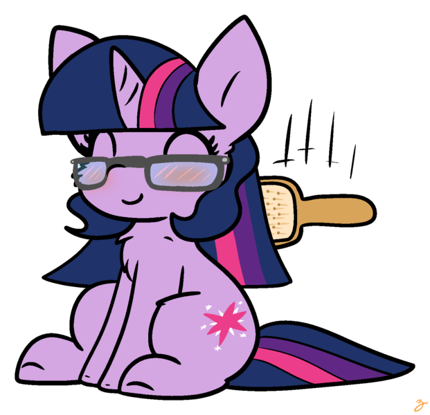 Size: 1453x1404 | Tagged: safe, artist:zutcha, derpibooru import, sci-twi, twilight sparkle, ponified, pony, unicorn, equestria girls, brush, brushie, brushing, chest fluff, cute, equestria girls ponified, eyes closed, female, hairbrush, image, mare, outline, png, simple background, smiling, solo, transparent background, twiabetes, unicorn sci-twi, white outline
