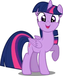 Size: 5000x6061 | Tagged: safe, artist:dashiesparkle, derpibooru import, edit, vector edit, twilight sparkle, twilight sparkle (alicorn), alicorn, pony, folded wings, image, looking at you, open mouth, open smile, png, raised hoof, simple background, smiling, solo, transparent background, vector, wings
