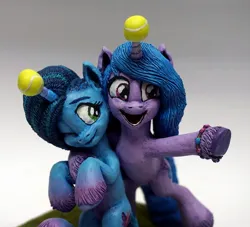 Size: 1740x1580 | Tagged: safe, artist:ubrosis, derpibooru import, izzy moonbow, pony, unicorn, g5, ball, craft, female, image, jpeg, mare, misty brightdawn, photo, sculpture, tennis ball