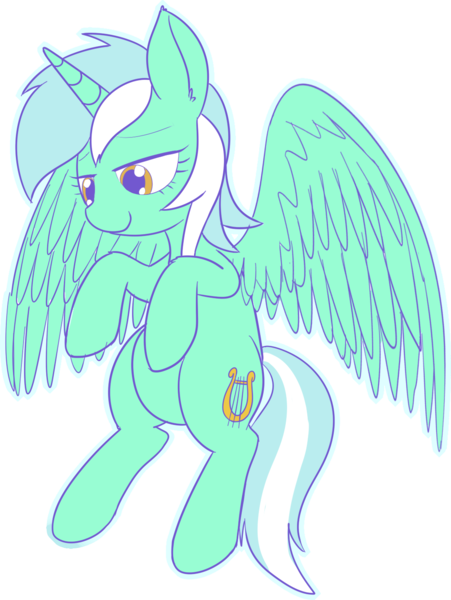 Size: 1073x1429 | Tagged: safe, artist:mcsadat, derpibooru import, lyra heartstrings, alicorn, pony, ask lyra pony, alicornified, image, lyracorn, png, race swap, simple background, smiling, solo, spread wings, transparent background, wings