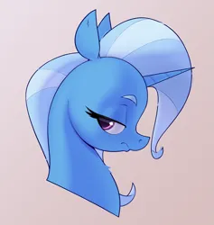 Size: 1975x2080 | Tagged: safe, artist:aquaticvibes, derpibooru import, trixie, pony, unicorn, aside glance, bust, female, frown, gray background, image, lidded eyes, looking at you, mare, png, portrait, sideways glance, simple background, solo