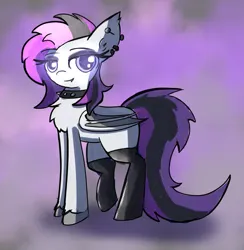 Size: 1563x1600 | Tagged: safe, artist:nagithebat, derpibooru import, oc, oc:moonstone, unofficial characters only, bat pony, bat pony oc, bat wings, chest fluff, choker, ear piercing, eyeshadow, image, makeup, piercing, png, solo, spiked choker, wings