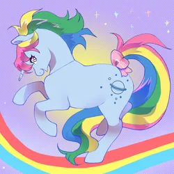 Size: 2000x2000 | Tagged: safe, artist:daffidaizy, derpibooru import, moonstone, pony, unicorn, g1, bow, image, png, solo, tail, tail bow