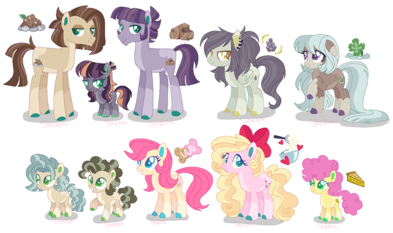 Size: 1280x759 | Tagged: safe, artist:shebasoda, derpibooru import, li'l cheese, oc, oc:ametrine 'mineral' pie, oc:basalt meringue pie, oc:buttercream pie, oc:honey bunny pie, oc:mossy pebble pie, oc:mud pie, oc:sedimentary stone pie, oc:shale sandwich, oc:slate sandwich, earth pony, pegasus, pony, the last problem, bald face, blaze (coat marking), body freckles, body markings, bow, brother and sister, brothers, closed mouth, coat markings, colored eartips, colored eyelashes, colored hooves, colored pupils, colt, cousins, dirt, ear freckles, ear piercing, earring, earth pony oc, eyeshadow, facial markings, female, filly, floppy ears, foal, folded wings, freckles, frown, green eyes, grin, hair bow, image, jewelry, leg freckles, lidded eyes, lightly watermarked, long tail, looking at you, magical gay spawn, magical lesbian spawn, makeup, male, next generation, offspring, pale belly, parent:cheese sandwich, parent:fluttershy, parent:limestone pie, parent:marble pie, parent:maud pie, parent:mud briar, parent:octavio pie, parent:pinkie pie, parent:trouble shoes, parent:troubleshoes clyde, parent:zephyr breeze, parents:cheesavio, parents:flutterpie, parents:limebreeze, parents:marbleshoes, parents:maudbriar, pegasus oc, piercing, png, ponytail, raised hoof, rock, siblings, sideburns, simple background, sisters, smiling, socks (coat marking), stallion, standing, tail, teal eyes, transparent background, twins, watermark, wings, yellow eyes