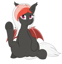 Size: 3180x3268 | Tagged: safe, artist:modera, derpibooru import, oc, oc:amaryllis, unofficial characters only, bat pony, pony, image, looking at you, png, simple background, sitting, solo, transparent background, underhoof