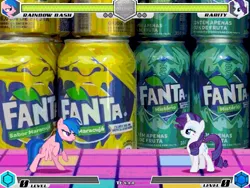 Size: 994x746 | Tagged: safe, artist:tom artista, derpibooru import, rainbow dash, rarity, fighting is magic, fan game, fanta, fruit, image, jpeg, mystery, new, passion, passion fruit, recolor, stage