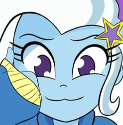 Size: 1505x1524 | Tagged: safe, alternate version, artist:glim_gg, derpibooru import, trixie, human, equestria girls, image, looking at you, png, smug, solo, thumbs up