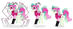 Size: 3891x1576 | Tagged: safe, artist:unoriginai, derpibooru import, oc, unofficial characters only, alien, alien pony, hybrid, unicorn, antennae, clothes, crossover, crossover ship offspring, disguise, gloves, image, invader zim, irken, irken pony, missing ear, offspring, parent:princess celestia, parent:zim, png, simple background, transparent background