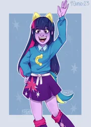 Size: 1280x1778 | Tagged: safe, artist:kikimi34454, derpibooru import, twilight sparkle, human, equestria girls, equestria girls (movie), clothes, cute, g4, helping twilight win the crown, image, jpeg, open mouth, open smile, skirt, smiling, sweater, twiabetes, wondercolts, wondercolts uniform