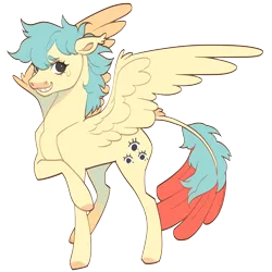Size: 1280x1280 | Tagged: safe, artist:daffidaizy, derpibooru import, oc, oc:saffron eventide, unofficial characters only, hybrid, original species, pegasus, phoenix, pony, image, leonine tail, phoenix pony, png, simple background, solo, tail, transparent background