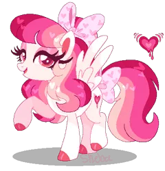 Size: 404x420 | Tagged: safe, artist:shebasoda, derpibooru import, oc, oc:heart beat/obsessive desire, unofficial characters only, pegasus, pony, big eyelashes, bow, clothes, colored eartips, colored eyelashes, colored hooves, colored pupils, colored wings, colored wingtips, eyeshadow, female, girly, hair bow, hoof polish, image, lidded eyes, looking at you, makeup, mare, open mouth, pale belly, pegasus oc, pink, pink eyes, png, raised hoof, simple background, smiling, socks, solo, spread wings, standing on two hooves, tail, tail bow, transparent background, wings, yandere