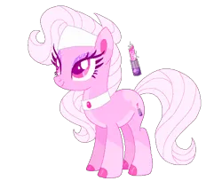 Size: 535x456 | Tagged: safe, artist:shebasoda, derpibooru import, oc, oc:glitter gloss, unofficial characters only, earth pony, pony, closed mouth, coat markings, collar, colored eartips, colored eyelashes, colored hooves, colored pupils, earth pony oc, eyeshadow, female, girly, headband, hoof polish, image, lipstick, looking up, makeup, mare, pale belly, pink, pink eyes, png, simple background, smiling, socks (coat marking), solo, spa pony, sparkly eyeshadow, transparent background