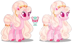 Size: 742x446 | Tagged: safe, artist:shebasoda, derpibooru import, oc, oc:ardour cupid, unofficial characters only, crystal pony, pony, beauty mark, closed mouth, coat markings, colored eartips, colored eyelashes, colored hooves, colored pupils, crystal pony oc, crystallized, female, girly, hoof polish, image, looking up, lovecore, mare, pale belly, pink, pink eyes, png, simple background, smiling, socks (coat marking), sparkly, standing, tail, tail wrap, transparent background