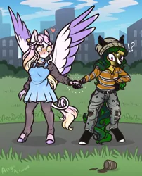 Size: 1600x1977 | Tagged: safe, artist:acry-artwork, derpibooru import, oc, unofficial characters only, anthro, pegasus, unguligrade anthro, holding hands, image, jpeg, pegasus oc, wings