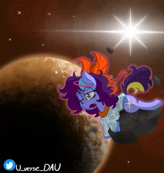 Size: 2355x2487 | Tagged: safe, artist:tenebrarumeques, derpibooru import, oc, oc:juniverse, earth pony, pony, asteroid, background, galaxy, image, morning, planet, png, sleepy, solar system, solo, space, space pony, stars, sun, universedaughter, venus, yawn