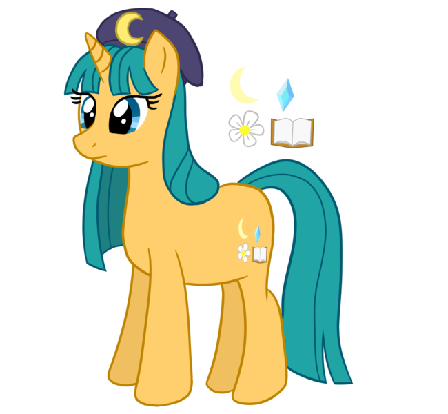 Size: 1300x1200 | Tagged: safe, artist:labyrinthine, derpibooru import, oc, oc:september, unofficial characters only, unicorn, beret, blue eyes, hat, image, month ponies, png, simple background, solo, turquoise mane