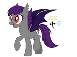 Size: 2700x2000 | Tagged: safe, artist:labyrinthine, derpibooru import, oc, oc:october, unofficial characters only, bat pony, base used, image, month ponies, png, purple mane, red eyes, simple background, solo