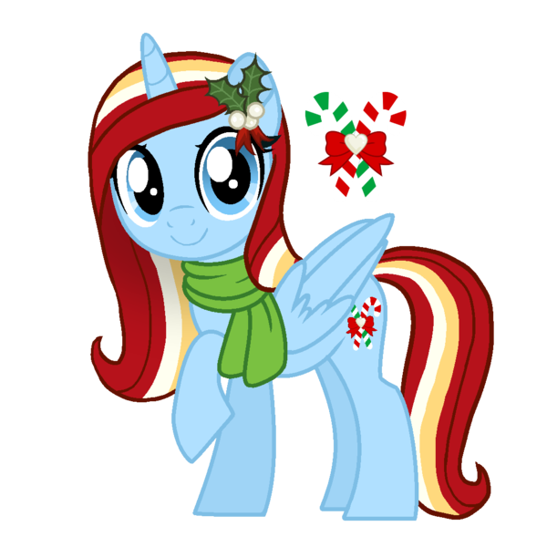 Size: 1100x1100 | Tagged: safe, artist:labyrinthine, derpibooru import, oc, oc:december, unofficial characters only, alicorn, base used, blue eyes, christmas, clothes, cute, holiday, image, month ponies, png, red mane, scarf, simple background, solo, transparent background