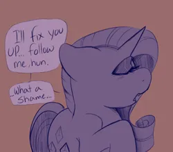 Size: 1600x1400 | Tagged: safe, derpibooru import, rarity, pony, unicorn, brown background, comic, dialogue, doodle, eyes closed, female, image, mare, open mouth, png, simple background, sketch, solo, speech bubble, talking to viewer