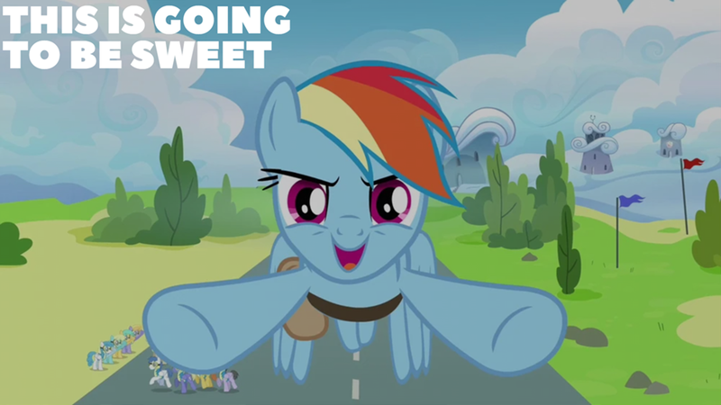 Size: 2000x1125 | Tagged: safe, derpibooru import, edit, edited screencap, editor:quoterific, screencap, cloud kicker, lightning bolt, rainbow dash, sassaflash, sunshower raindrops, white lightning, wonderbolts academy, image, png