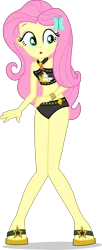 Size: 1882x4599 | Tagged: safe, artist:dustinwatsongkx, derpibooru import, fluttershy, butterfly, human, insect, equestria girls, belly button, bikini, bikini bottom, bikini top, clothes, clothes swap, female, geode of empathy, gold, hairclip, image, legs, magical geodes, midriff, png, sandals, solo, solo female, sunset shimmer's beach shorts swimsuit, swimsuit