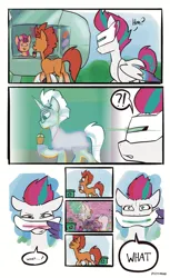 Size: 2473x4054 | Tagged: safe, artist:pfeffaroo, derpibooru import, sunny starscout, zipp storm, oc, oc:scope, earth pony, pegasus, pony, unicorn, g5, image, jpeg