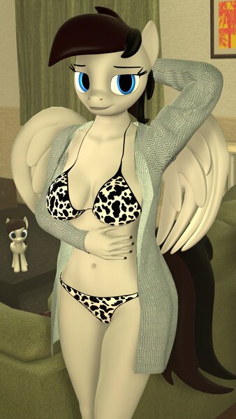 Size: 1080x1920 | Tagged: suggestive, artist:midnightdanny, ponerpics import, oc, oc:midnight harmony, unofficial characters only, anthro, 3d, bikini, clothes, female, image, jpeg, looking at you, swimsuit