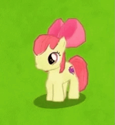 Size: 456x498 | Tagged: safe, derpibooru import, apple bloom, earth pony, pony, animated, dancing, female, filly, foal, gameloft, gameloft shenanigans, gangnam style, image, loop, perfect loop, solo, webm