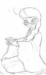 Size: 1000x1600 | Tagged: safe, artist:bauru, derpibooru import, silver spoon, human, equestria girls, blushing, drink, drinking, drunk, glasses, image, jpeg, looking at you, mantle, sketch, solo