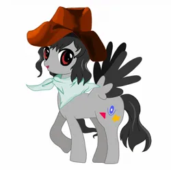 Size: 1280x1280 | Tagged: safe, artist:matcha, derpibooru import, ponified, pegasus, pony, cowboy hat, female, hat, image, jpeg, kurokoma saki, mare, simple background, solo, stetson, touhou, white background