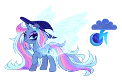 Size: 1280x841 | Tagged: safe, artist:gloriaartist, derpibooru import, oc, unofficial characters only, pony, unicorn, artificial wings, augmented, female, hat, image, magic, magic wings, magical lesbian spawn, mare, offspring, parent:rainbow dash, parent:trixie, parents:trixdash, png, simple background, solo, transparent background, wings, witch hat