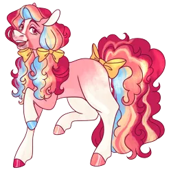 Size: 1958x1965 | Tagged: safe, artist:eonionic, derpibooru import, oc, oc:starshine sorbet, unofficial characters only, earth pony, pony, bow, coat markings, female, gradient hooves, hair bow, image, mare, multicolored hooves, png, simple background, solo, tail, tail bow, transparent background, twitterina design