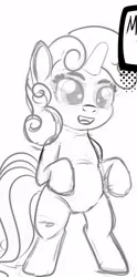 Size: 494x1000 | Tagged: safe, derpibooru import, sweetie belle, pony, unicorn, 1000 hours in ms paint, female, filly, foal, image, jpeg, sketch, solo, wip