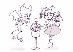 Size: 2048x1449 | Tagged: safe, artist:lychees-bees, rarity, anthro, image, jpeg, mobian, race swap, raribat, rouge the bat, sonic the hedgehog (series)