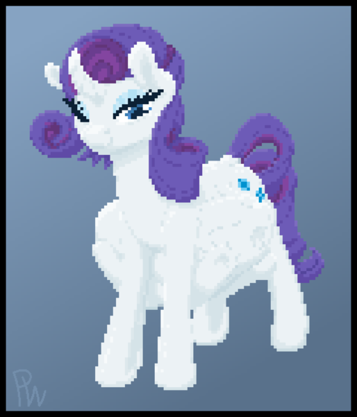 Size: 960x1120 | Tagged: suggestive, artist:parallel black, derpibooru import, rarity, pony, unicorn, digital art, female, fetish, gradient background, image, mare, pixel art, png, raripred, same size vore, tight bulge, vore