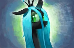 Size: 1109x721 | Tagged: artist needed, safe, queen chrysalis, changeling, changeling queen, bust, fangs, female, floppy ears, image, jpeg, lidded eyes, portrait, slit eyes, solo