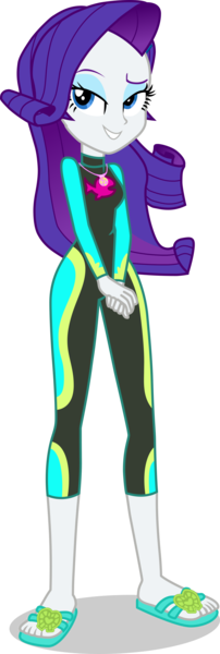 Size: 1339x3973 | Tagged: safe, artist:dustinwatsongkx, derpibooru import, rarity, human, equestria girls, equestria girls series, accessory swap, barefoot, clothes, clothes swap, feet, female, fluttershy's wetsuit, geode of fauna, glasses, image, magical geodes, png, sandals, simple background, solo, swimsuit, swimsuit swap, transparent background, vector, wetsuit