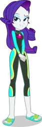 Size: 1339x3973 | Tagged: safe, artist:dustinwatsongkx, derpibooru import, rarity, human, equestria girls, equestria girls series, accessory swap, barefoot, clothes, clothes swap, feet, female, fluttershy's wetsuit, geode of fauna, glasses, image, magical geodes, png, sandals, simple background, solo, swimsuit, swimsuit swap, transparent background, vector, wetsuit