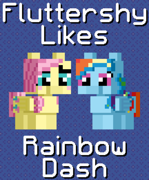 Size: 1080x1300 | Tagged: safe, artist:silk-rose, derpibooru import, fluttershy, rainbow dash, blushing, image, patterned background, pixel art, png, simple background, text, upscaled