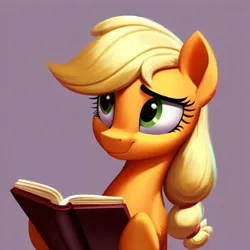 Size: 3072x3072 | Tagged: safe, derpibooru import, machine learning generated, stable diffusion, applejack, earth pony, pony, ai content, book, generator:purplesmart.ai, image, png, prompter:cobaltskies002