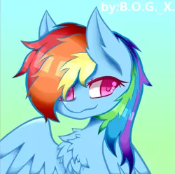 Size: 811x809 | Tagged: safe, artist:bogx, artist:果子, derpibooru import, rainbow dash, pegasus, pony, chest fluff, image, newbie artist training grounds, png, simple background, solo, spread wings, wings