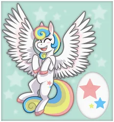 Size: 2000x2146 | Tagged: safe, artist:manticorpse, derpibooru import, oc, oc:gabrizzy, unofficial characters only, pegasus, pony, cutie mark, eyes closed, floating, flying, image, png, solo, spread wings, white coat, wings