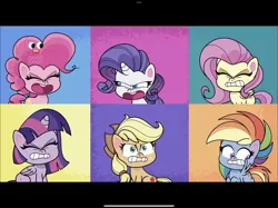 Size: 2732x2048 | Tagged: safe, derpibooru import, screencap, applejack, fluttershy, pinkie pie, rainbow dash, rarity, twilight sparkle, twilight sparkle (alicorn), alicorn, earth pony, pegasus, pony, unicorn, my little pony: pony life, spoiler:pony life s02e18, communication shakedown, cyrillic, image, png, ukrainian