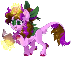 Size: 5959x4784 | Tagged: safe, artist:cutepencilcase, derpibooru import, oc, unofficial characters only, kirin, absurd resolution, book, bow, colored hooves, hair bow, image, kirin oc, leonine tail, magic, png, simple background, smiling, solo, tail, telekinesis, transparent background, unshorn fetlocks