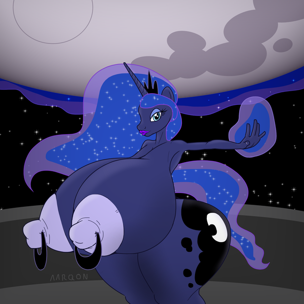 Size: 2000x2000 | Tagged: questionable, derpibooru import, princess luna, anthro, big breasts, breasts, busty princess luna, butt, huge breasts, huge butt, huge nipples, image, impossibly large breasts, impossibly large butt, large butt, looking at you, magic, moon, night, nipple piercing, nipples, nudity, outdoors, piercing, png, solo